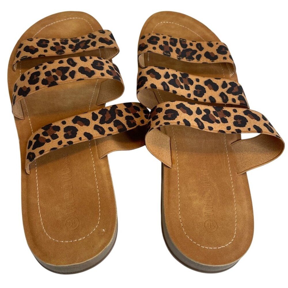 Leopard Sandals Slide On Flat Shoes Cheetah Animal Straps Casual Non-slip Sz 10 - Picture 2 of 8